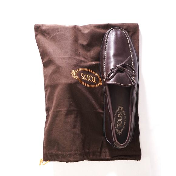 $995 TOD\'S - Dark Brown Leather Boat Shoes - US 12.5 (11.5UK)